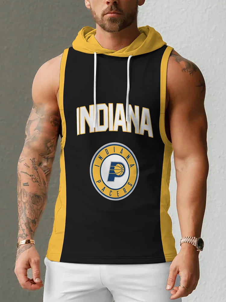 Indiana Pacers  Men's Casual Comfy Sleeveless Hooded Tank Top
