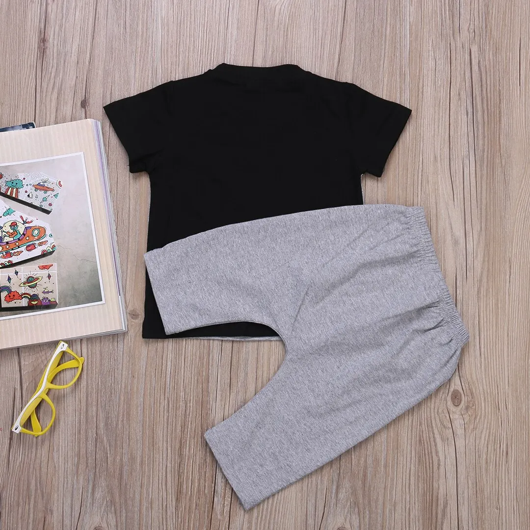 Infant Newborn Baby Boys Long Sleeve Tops Shirt Pants 2Pcs Set Outfits Fashion Summer Clothing