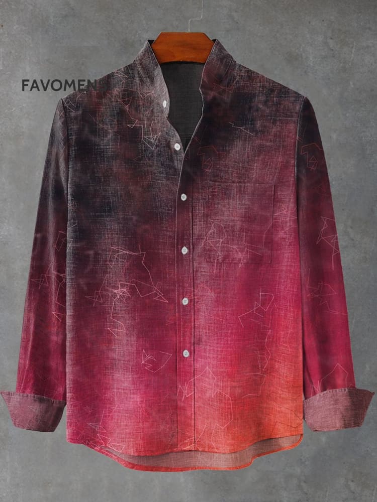 Vintage Dark Pattern Gradient Art Print 100% Cotton Long Sleeve Shirt Multicolor / S