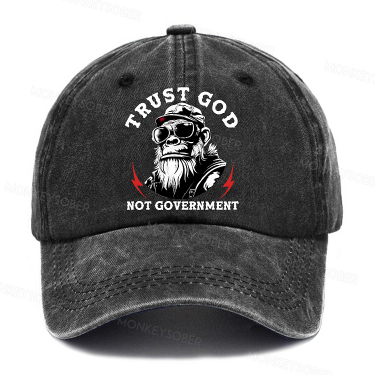 Trust God Not Government Washed Baseball Caps