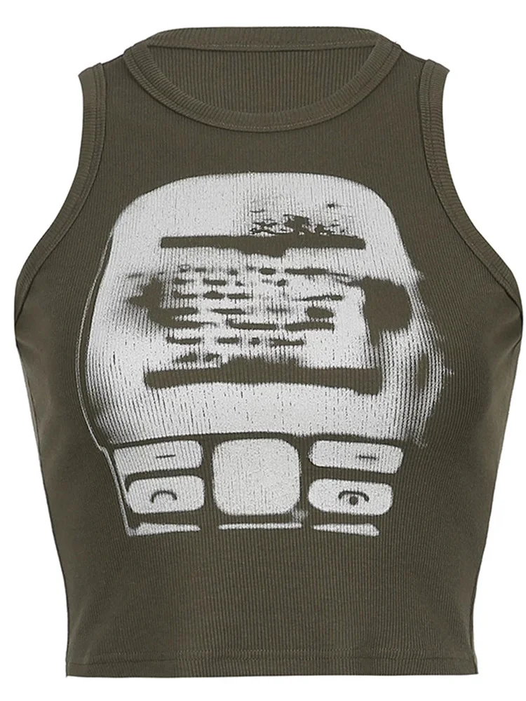 Churchf Churchf New Summer Short Style Small Vest Women's Abstract Print Fashion Brand Sexy Fashion Generation