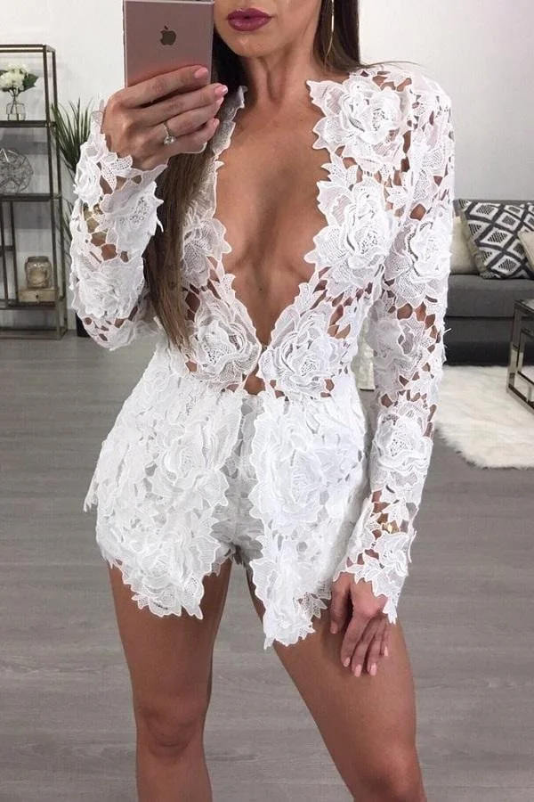 Sexy Long Sleeve Lace Suit