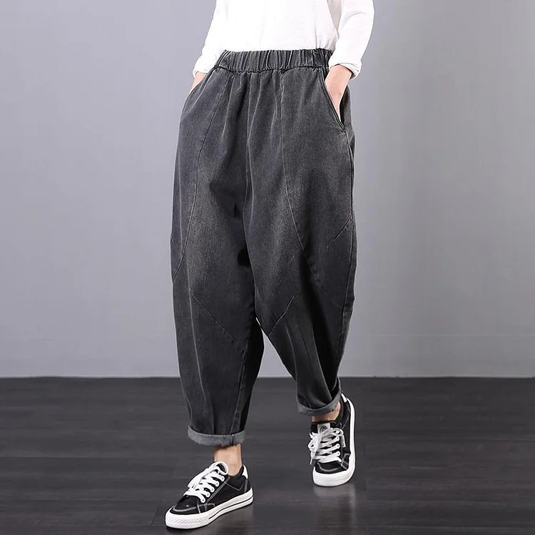 Italian denim gray trousers elastic waist Tutorials trousers