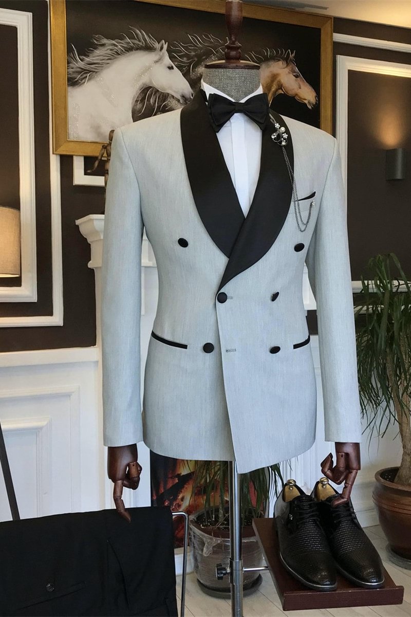 Double Breasted New Design Offwhite Shawl Lapel Men Suits | Ballbellas Ballbellas