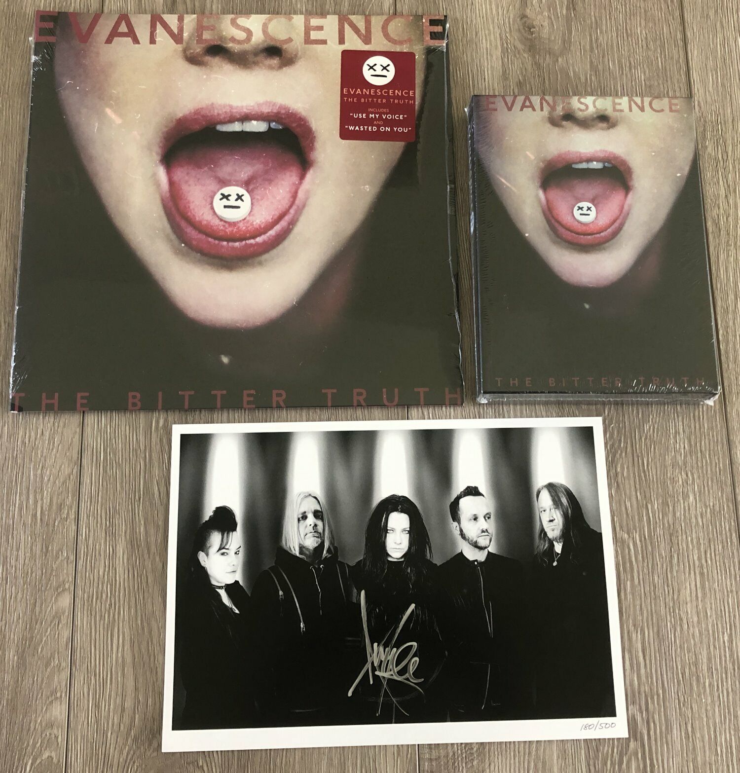 EVANESCENCE THE BITTER TRUTH LE VINYL BUNDLE w/ AMY LEE SIGNED AUTOGRAPH Photo Poster painting