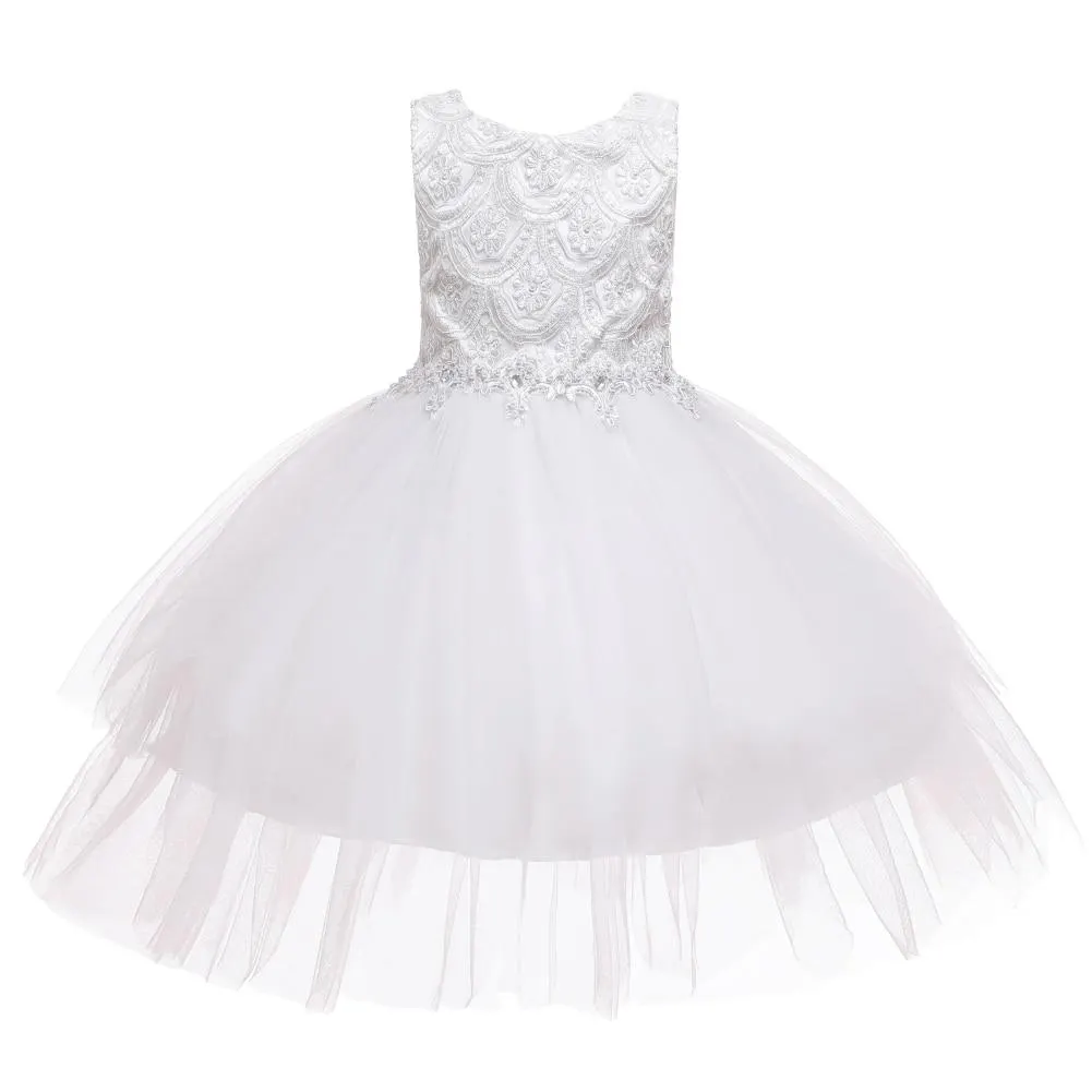 Big Bow Lovely Breathable Princess Kid Dresses For Girl Pink Beaded Layered Tulle Flower Dress Child of 2-10 Year