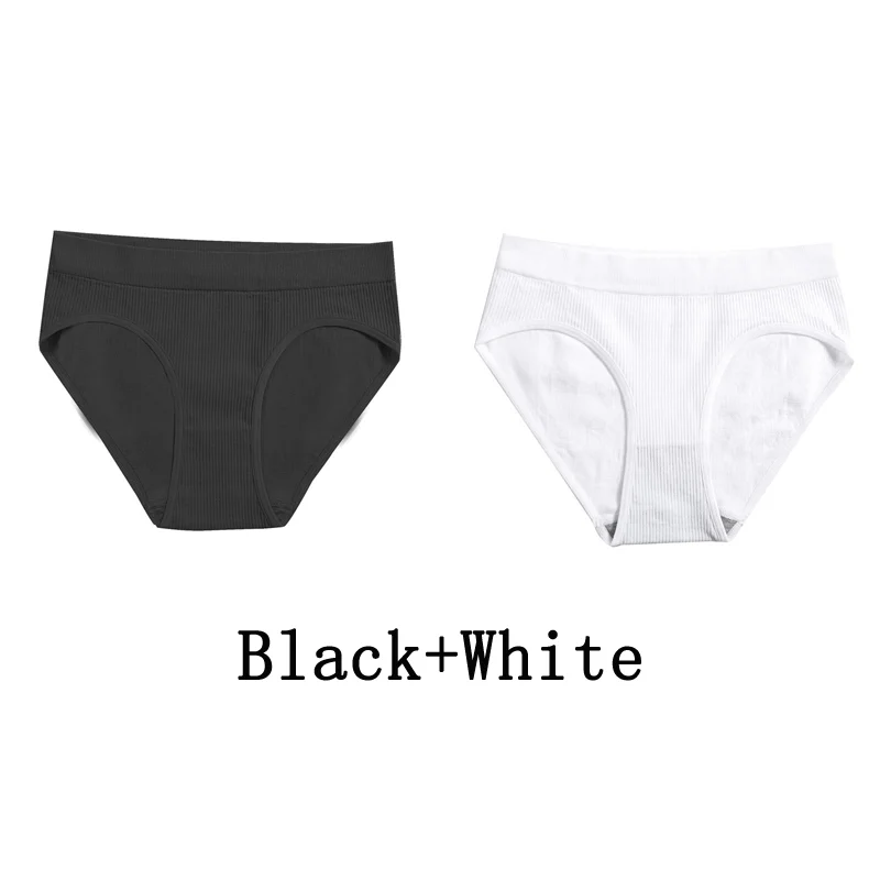 Billionm Women Seamless Cotton Panties Sexy Mid Waist Briefs Girls Solid Colors Ribbed Underpants Female Comfortable Intimates Lingerie