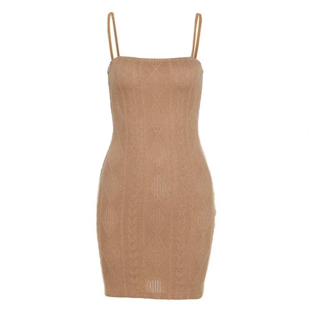 Strap Mini Dress 2023 Avocado Green Knitted Bodycon Spaghetti Strap Tight Waist Night Club Dress Backless Party Sheath Dress