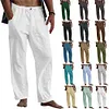 Gioiacombo&trade; Pantaloni da uomo in lino con coulisse
