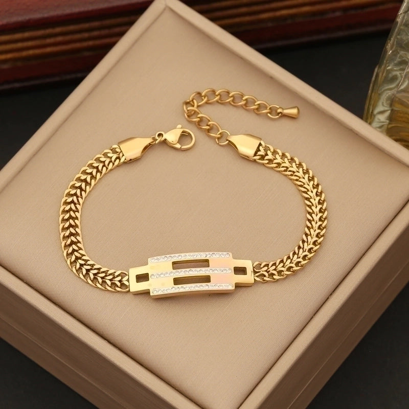 Casual Minimalist Four Leaf Clover Devil’s Eye Butterfly Stainless Steel Plating Inlay Zircon Bracelets