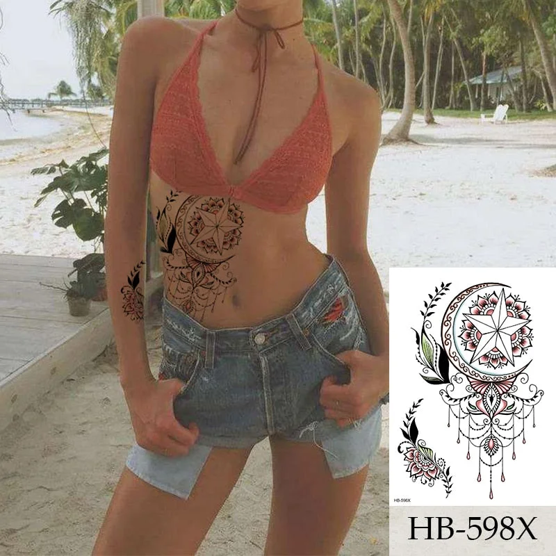 Peony Rose Temporary Tattoo Stickers,Women Body Art Tattoo,Girl Back Breast Tatoos Flower