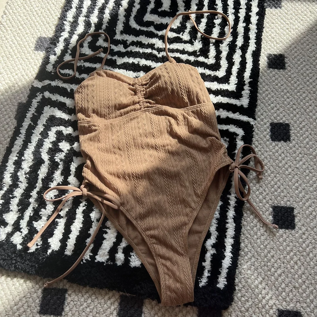 Uveng 2024 Sexy New Special Fabric Swimsuit Swimsuit Drawstring Tied Bikini