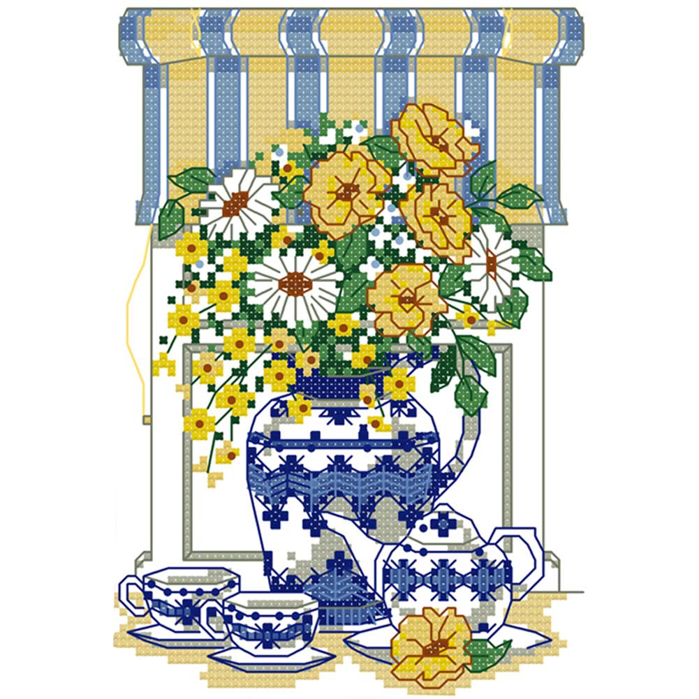 

Tea Time - 14CT Stamped Cross Stitch - 21*16cm, 501 Original