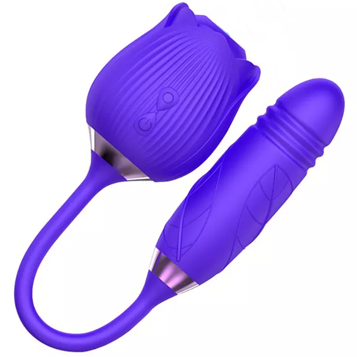 purple sucking and thrusting flower rose toy