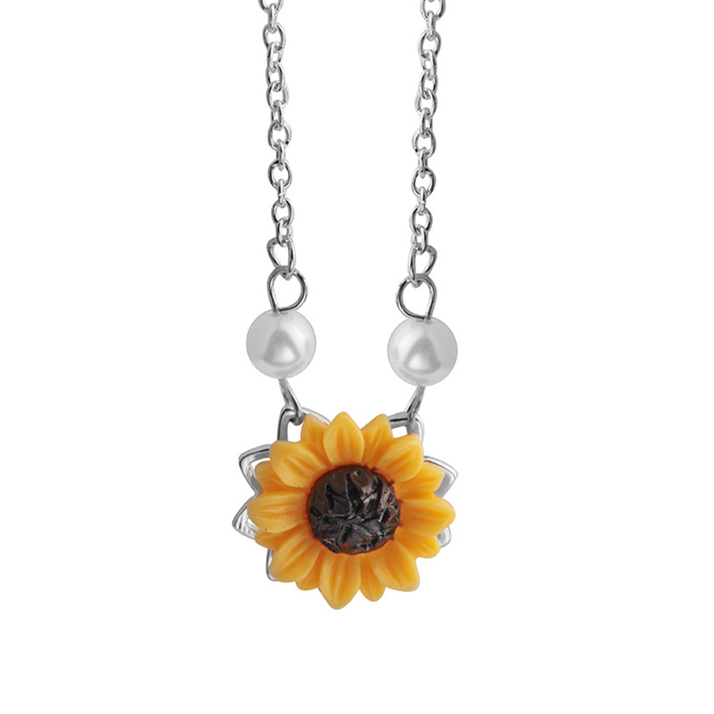 

Fashion Women Pearl Sunflower Pendant Clavicle Chain Charm Necklace Jewelry, Rose gold, 501 Original