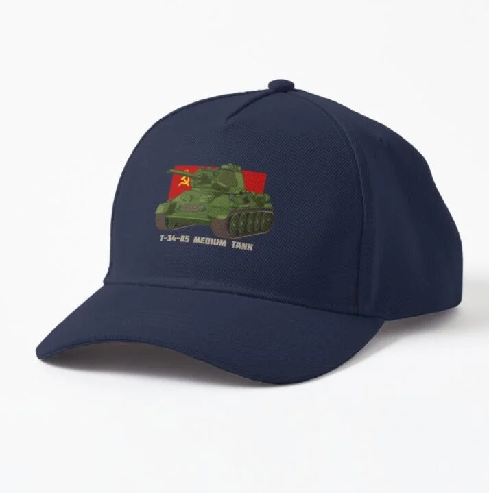 T-34 85 Russian T34 Medium Tank WW2 Soviet Russia Tanks Flag Gifts Print Cap