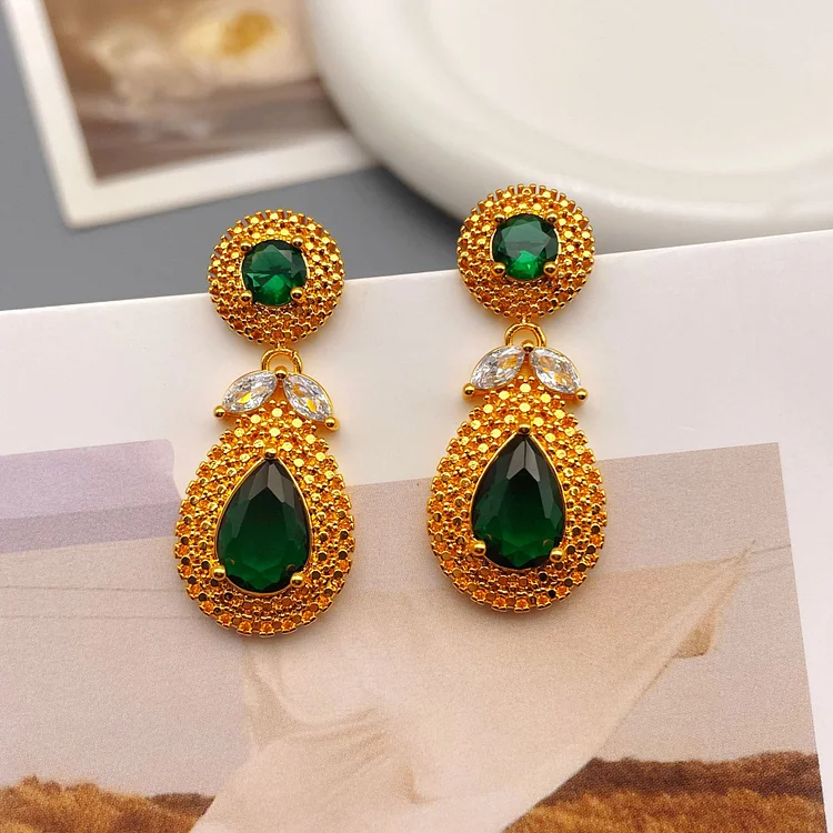 Multicolor Water Drop Zircon Earrings