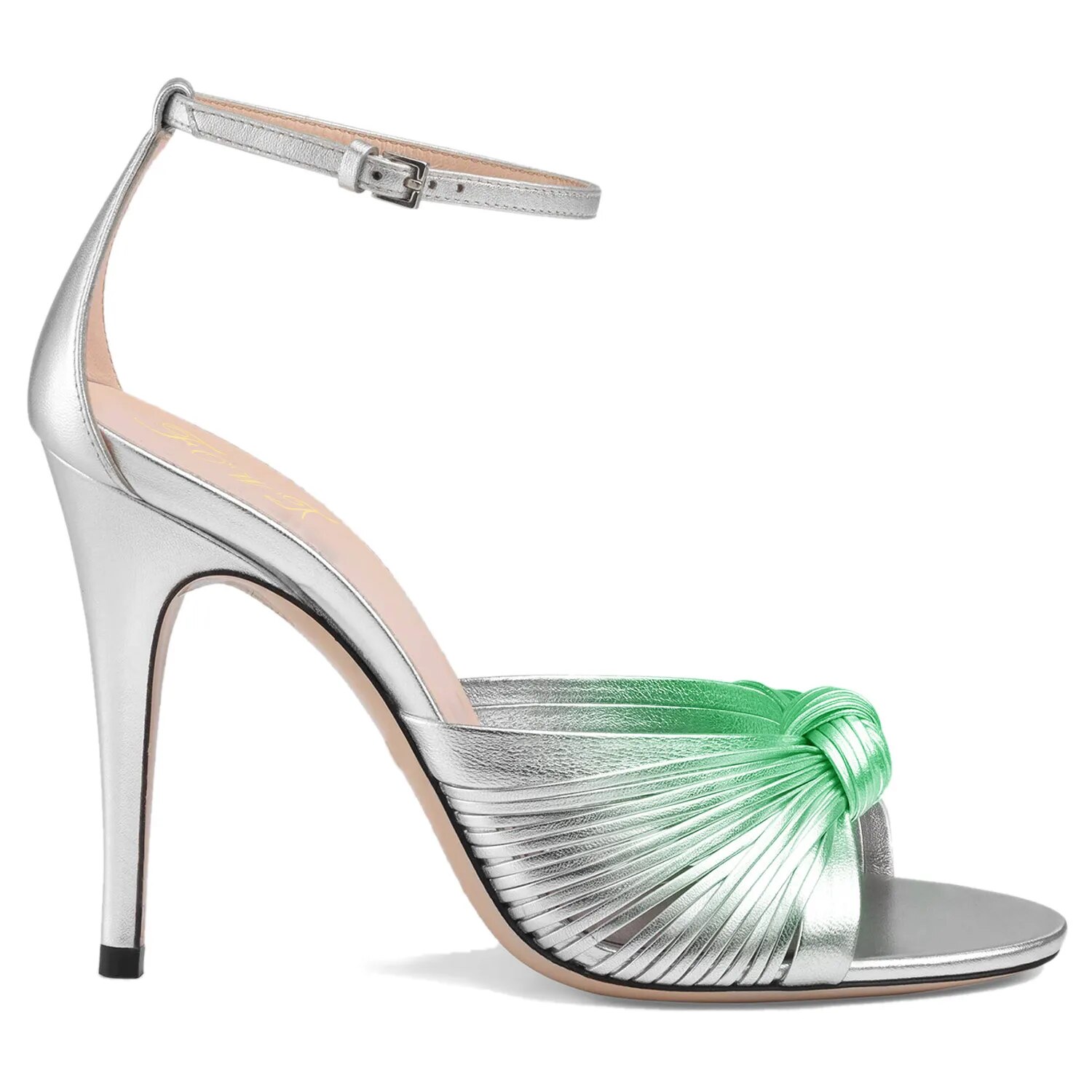TAAFO Gold Cross Knot Stilettos Women's Sandals High Thin Heels Ladies Party Dress Gradient Buckle Shoes 