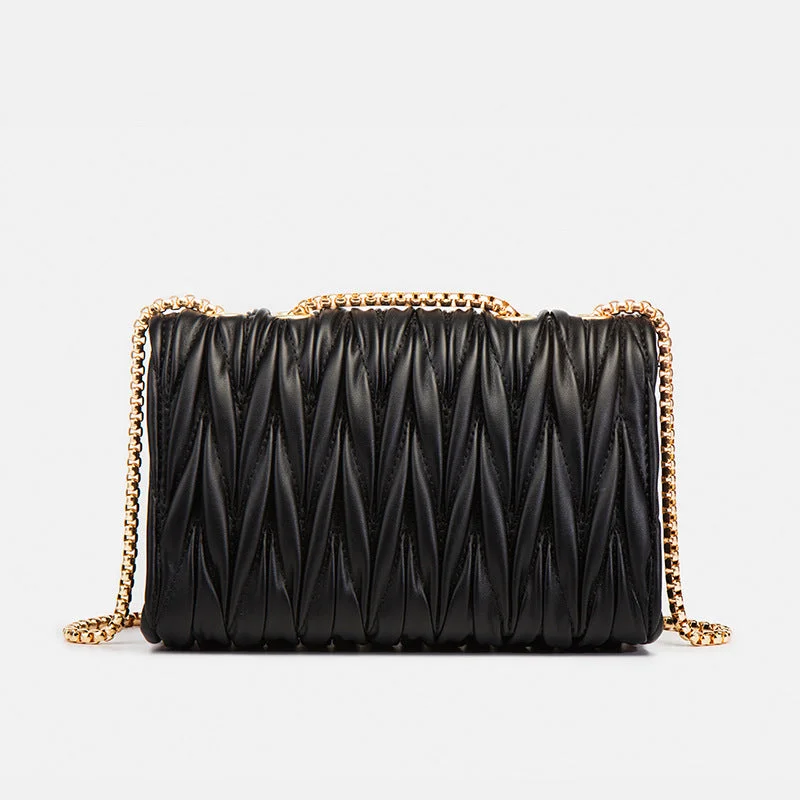 Fashion chain one shoulder wrinkle leather bag rhombic crossbody bag underarm bag female bag