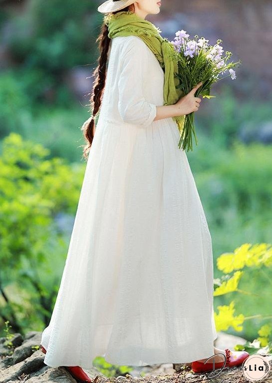 Loose O Neck large hem Spring Clothes Catwalk White Art Dresses