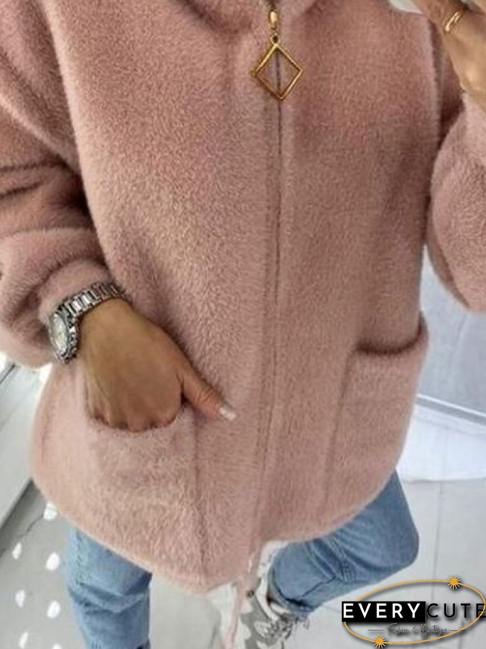 Casual Loose Plain Hoodie Long Sleeve Overcoat