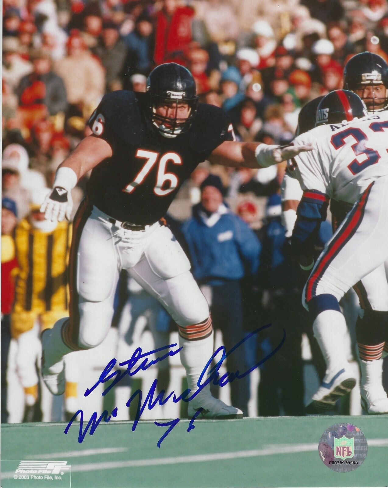 Autographed STEVE MCMICHAEL Chicago Bears 8x10 Photo Poster painting - w/COA