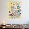 DIY Pearl Painting Flowers Cat for Home Wall Decor with Frame(40x30cm)