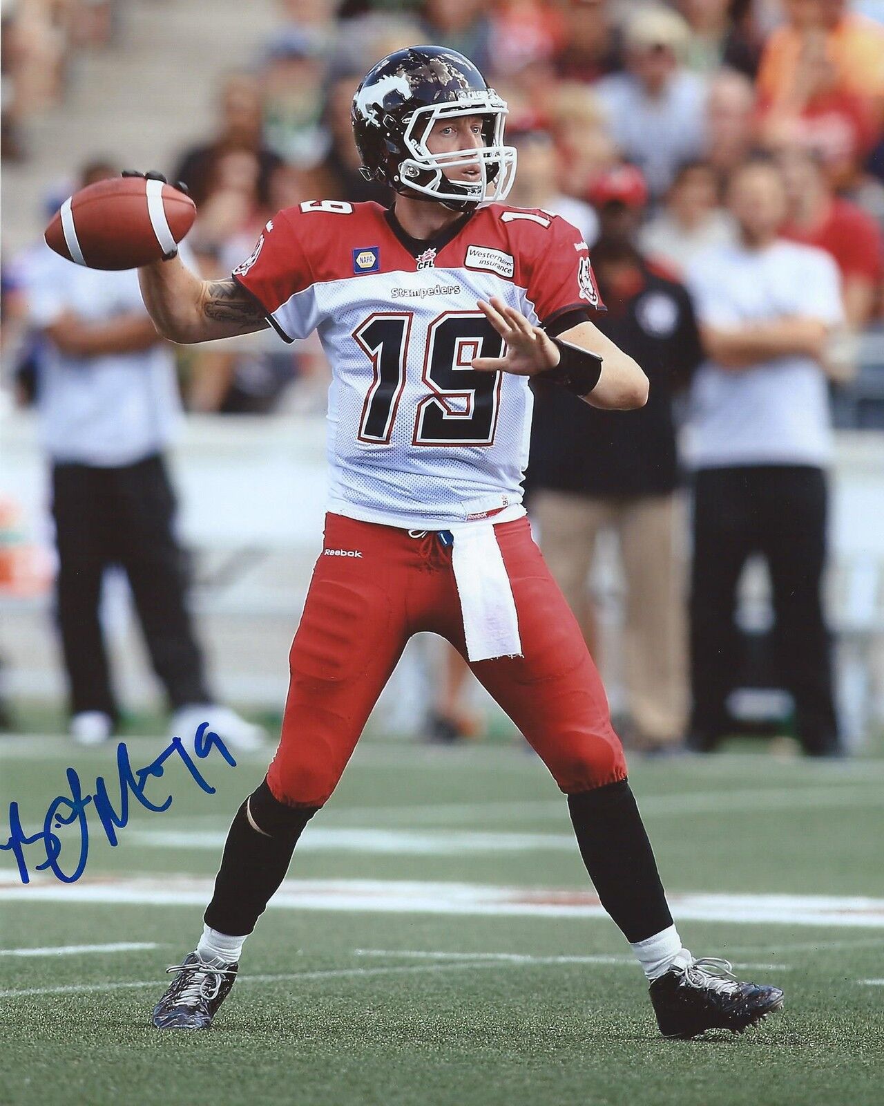 Bo Levi Mitchell Signed 8x10 Photo Poster painting Calgary Stampeders Grey Cup MVP Autograph COA