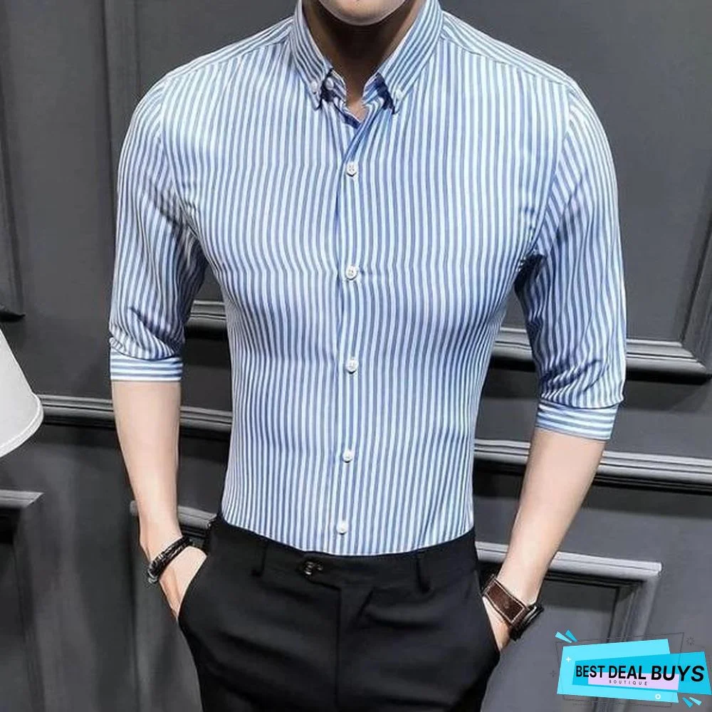 Slim Fit Striped Fashion Men's Casual Shirts