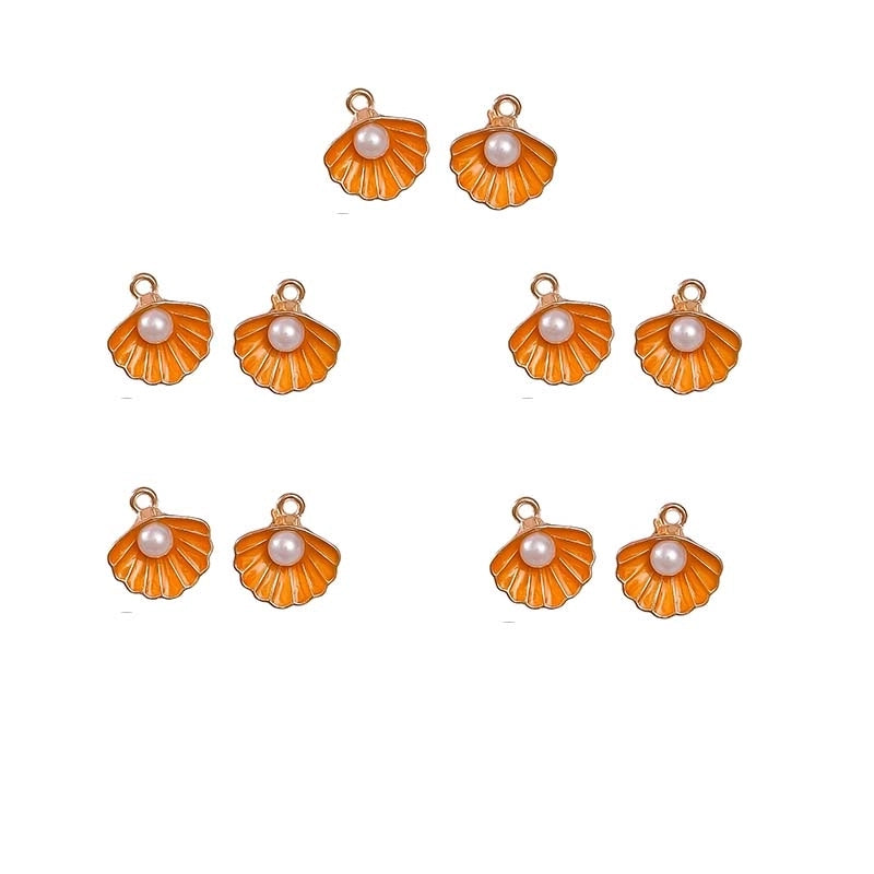 10 PCS/Package Aluminum-Magnesium Alloy Artificial Pearls KC Gold White Pearl Shell Jewelry Accessories Pendant