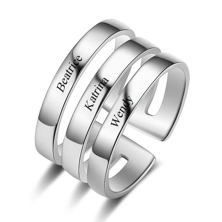 Personalized Ring Engraved 3 Names Custom Ring