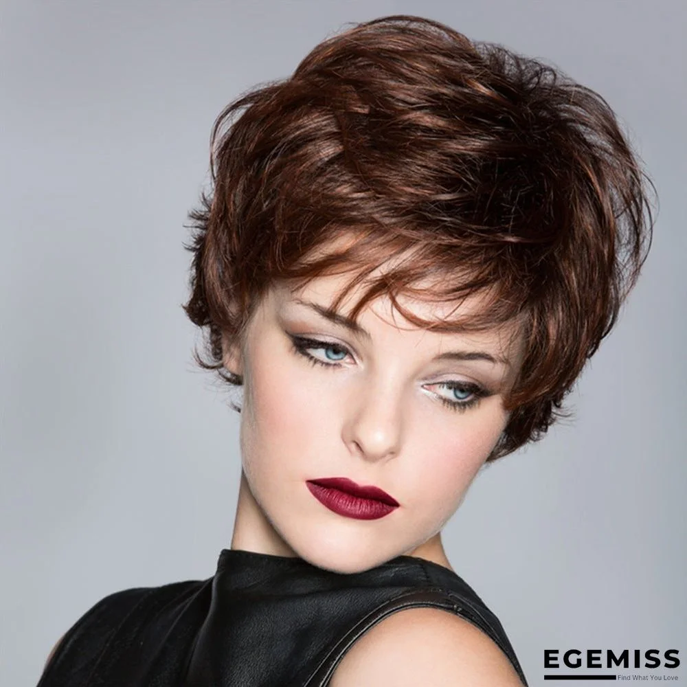 Explosions Wig Ladies Fashion Realistic Natural Chemical Fiber Short Curly Hair Headgear | EGEMISS
