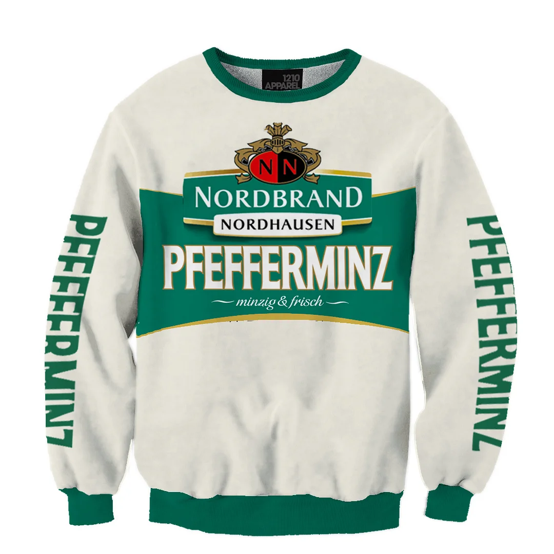 Unisex Oversized Nordbrand Pfeffi Print Sweatshirt、、URBENIE
