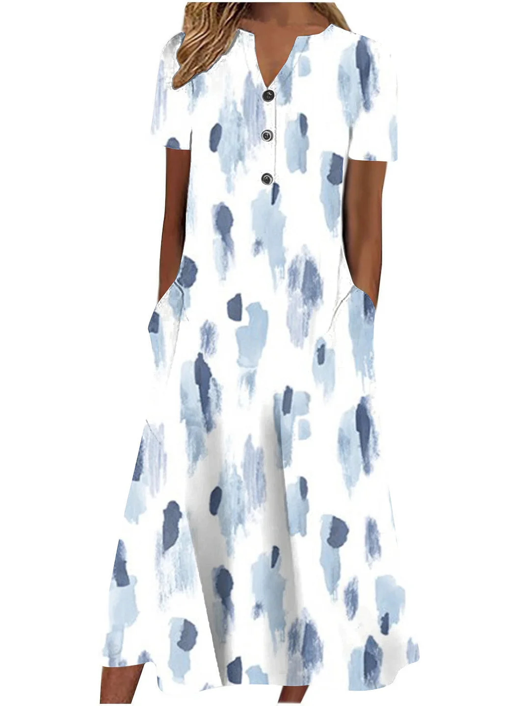 Women's Floral Printed Graphic V-neck Sleevedless Maxi Dress