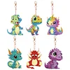 5PCS DIY Diamond Painting Double Sided Colorful Dinosaur Keychain Kit