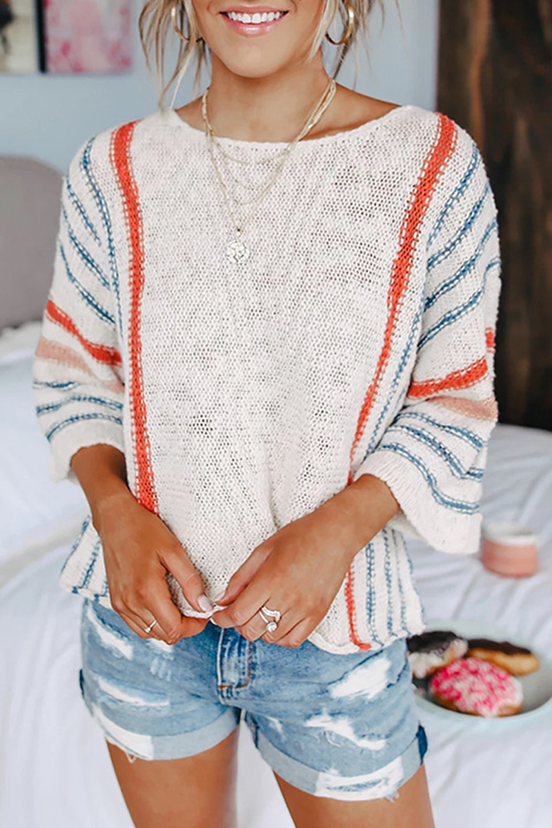 Flared Sleeve Casual Round Neck Sweater