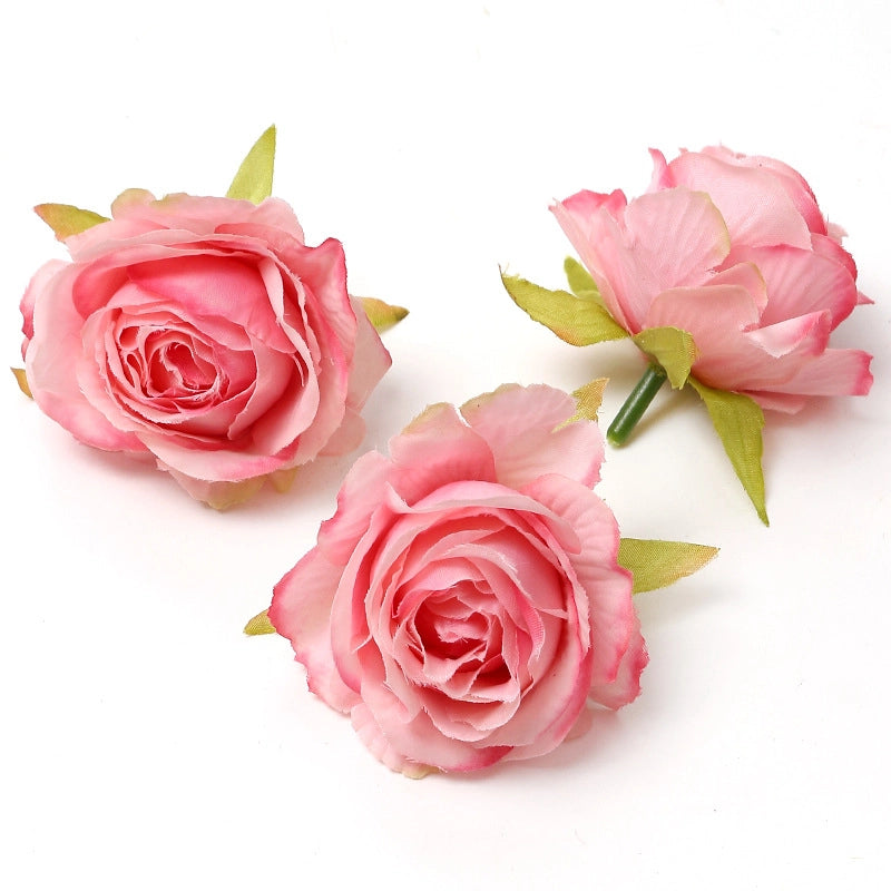 10 Pieces Pink Artificial Flower Wedding Shooting Props Handmade Diy Hair Accessories Decoration Flower Box Material