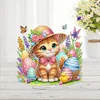(US Only)2D Flat Print Easter Cat 5D DIY Table Top Diamond Painting Ornament Kits