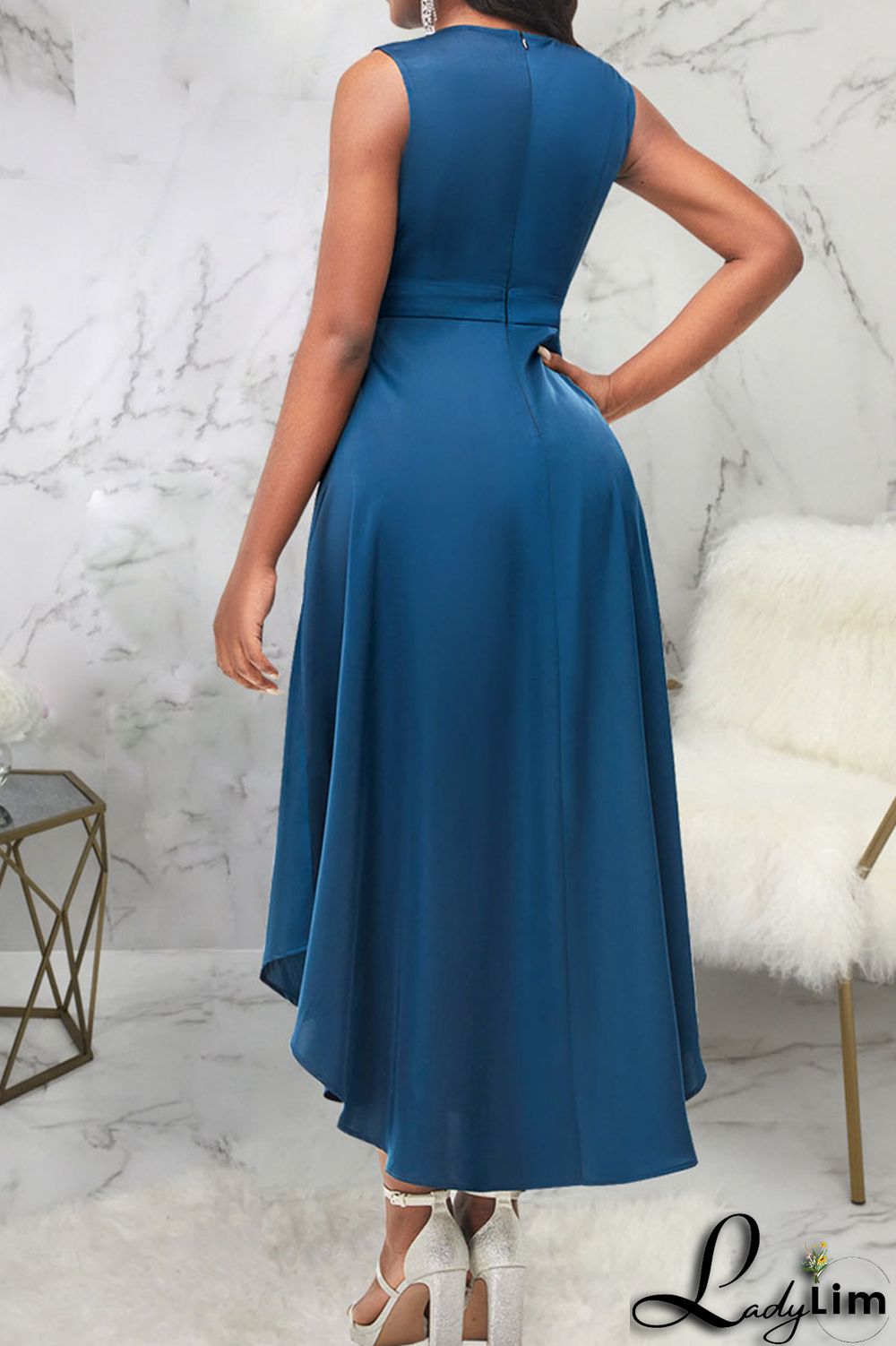 Black Casual Solid Patchwork V Neck A Line Dresses