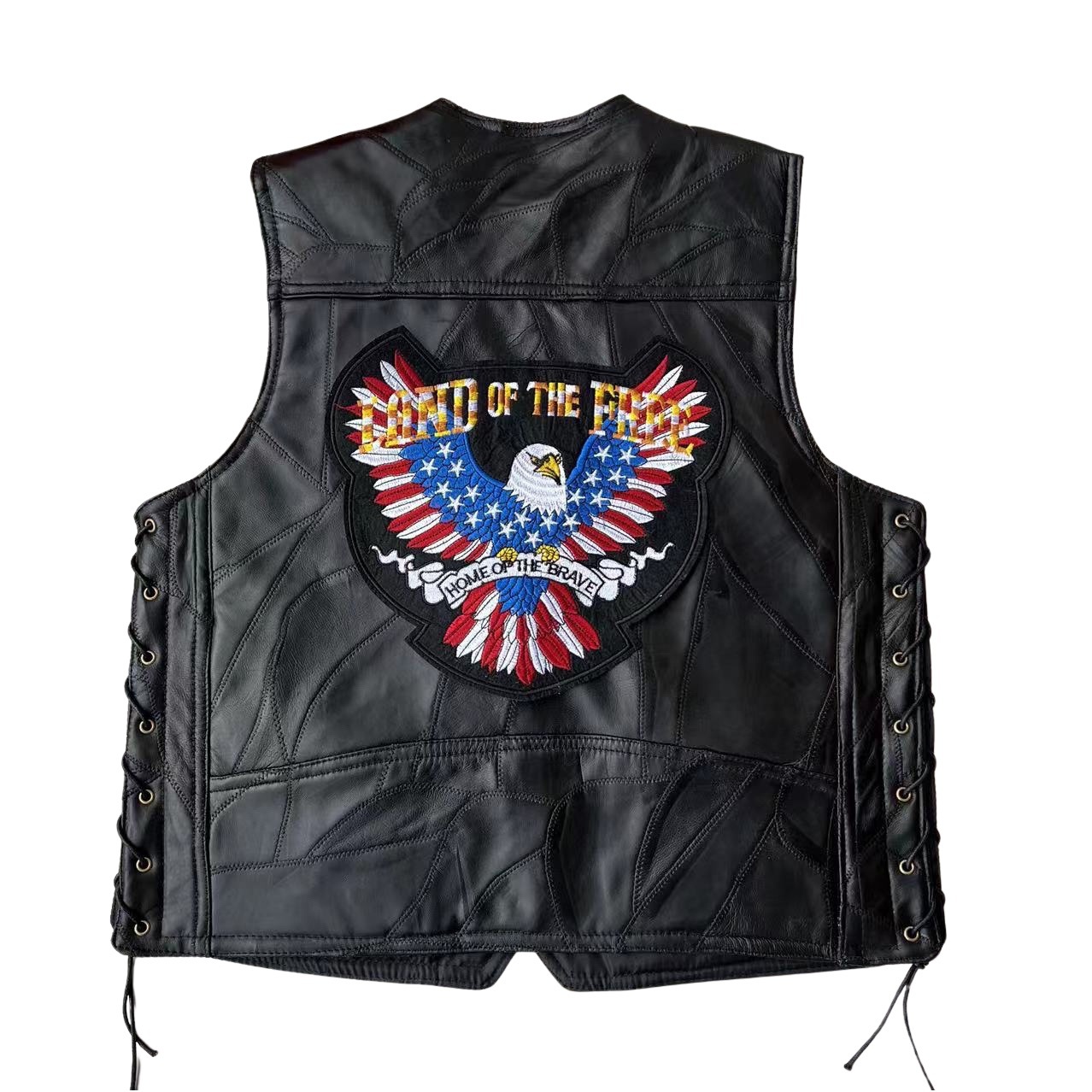 LUCUSS Flag Eagle Super Cool Embroidered Badge Biker Riding Vest