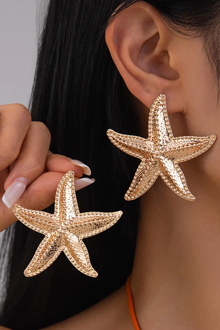 Alloy Starfish Design Vacation Oversize Stud Earrings