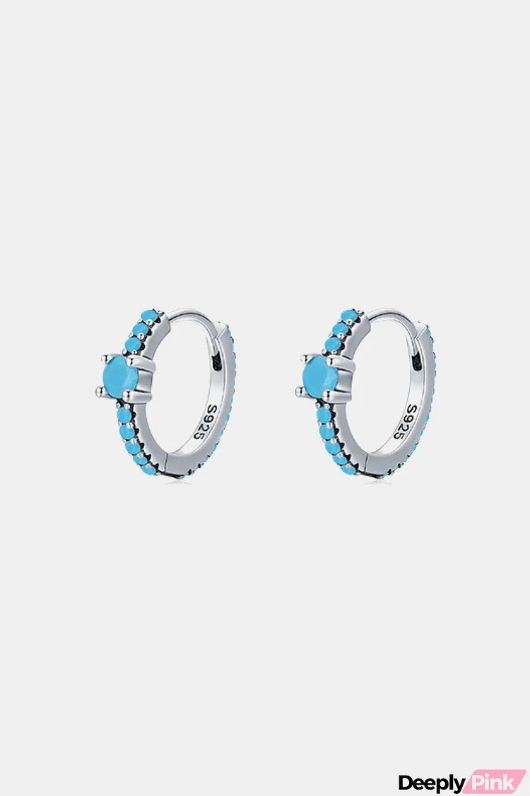 925 Sterling Silver Artificial Turquoise Huggle Earrings