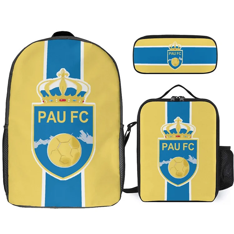 Pau FC Sac D'écolier Sac À Dos Sac À Lunch Sac À Crayons Combinaison Convenant Aux Élèves Du Primaire Et Du Secondaire