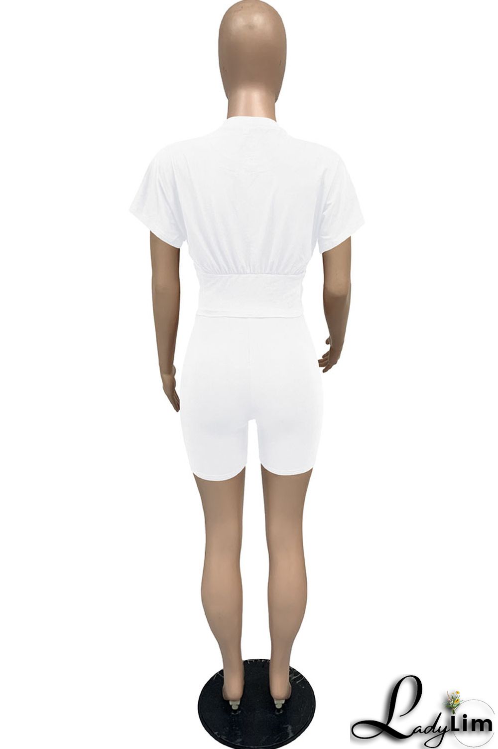 Yellow Casual Solid Split Joint O Neck Short Sleeve Two Pieces