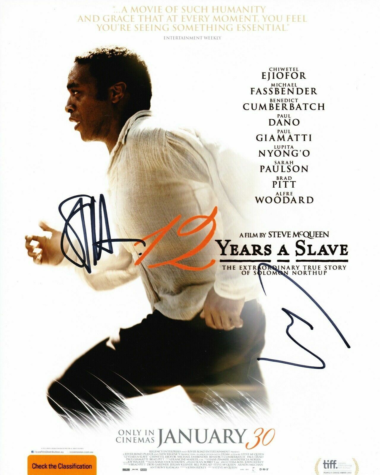 Chiwetel Ejiofor Steve McQueen Signed 10X8 Photo Poster painting 12 Years a Slave AFTAL COA (A)