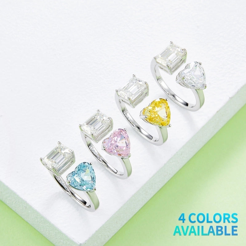 Round Brilliant 18K Gold Plated Moissanite Rings Heart Shape VVS1-VVS2