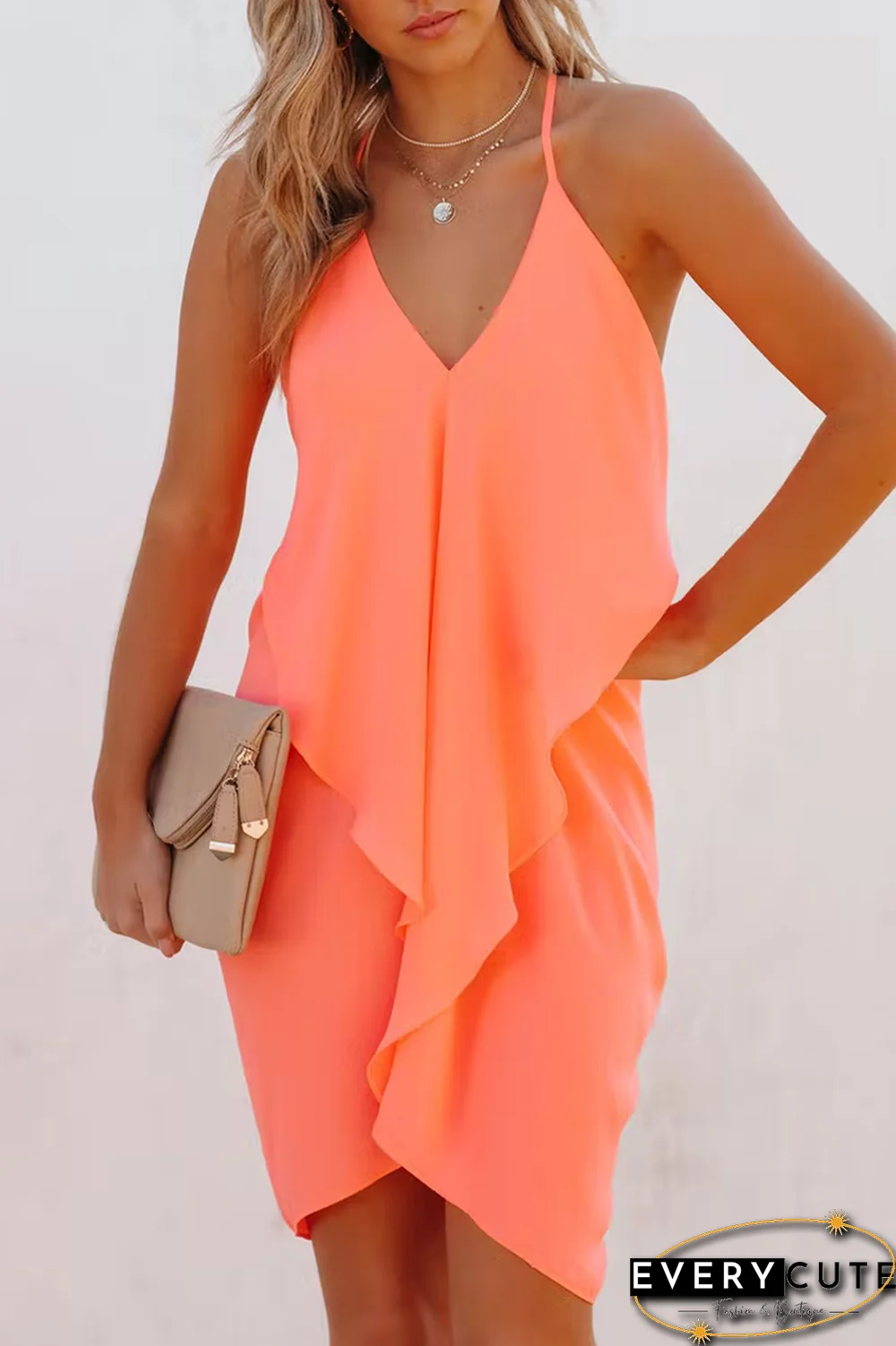 Such A Flirt Halter Ruffle Dress