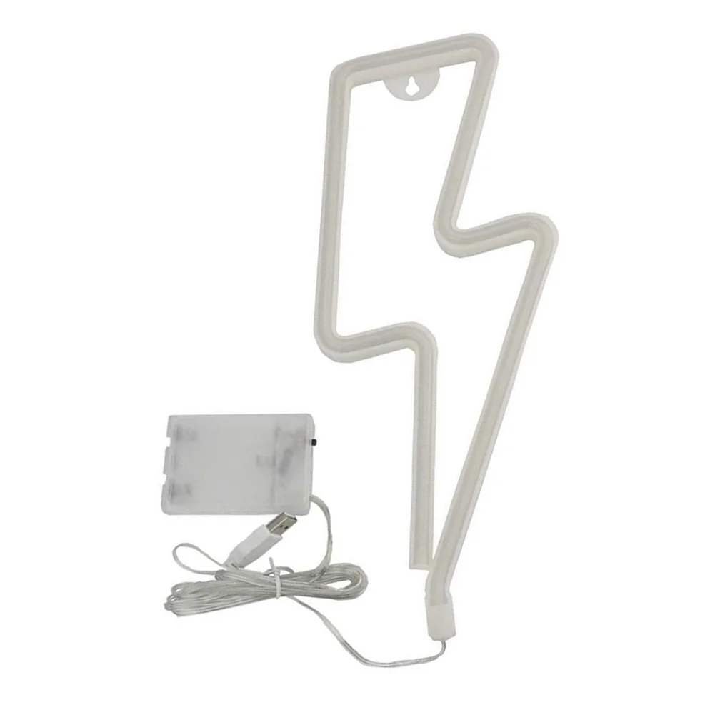 Flash Shaped Neon Lights USB Battery Operated Hanging Lamp (Warm Light)