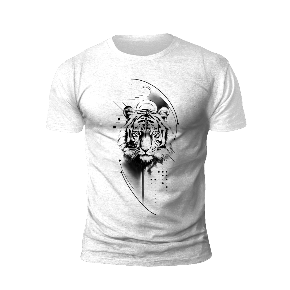 Mystic Feline: Tiger and Abstract Lines T-Shirt