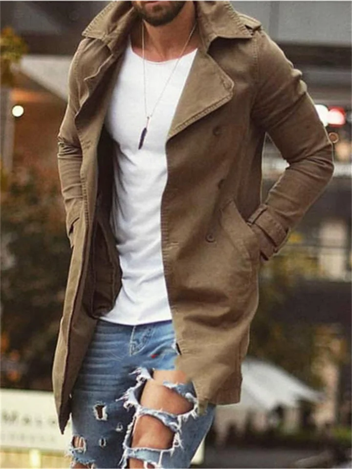 Autumn Men's Solid Color Jacket in The Long Section Slim Large Size Windbreaker Men's Casual Jacket Men's Clothing | 168DEAL